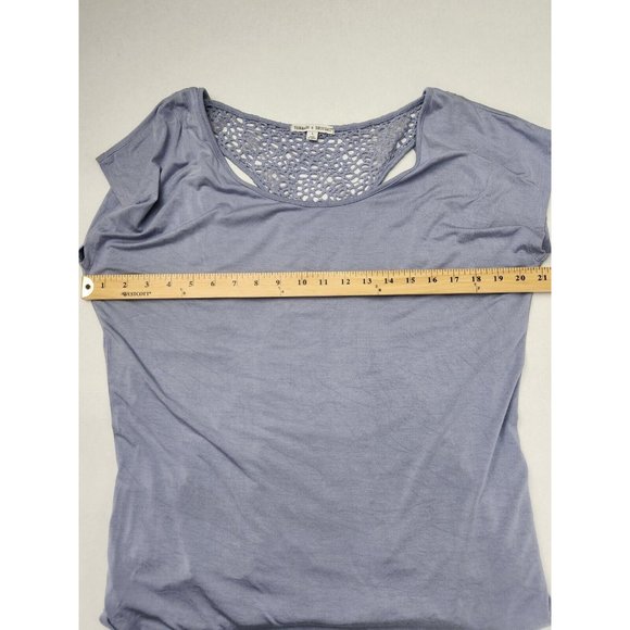 Threads 4 Thought Women's Sz L Purple Cap Sleeve Crochet Back Modal Top - Picture 7 of 8